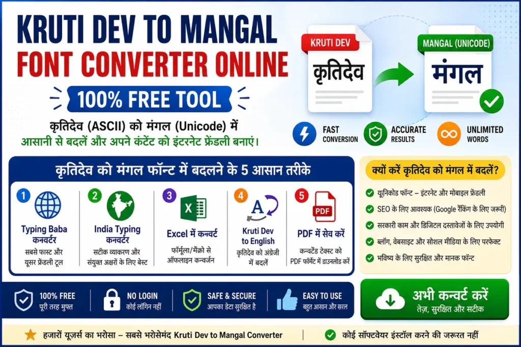 Kruti Dev to Mangal font converter online
